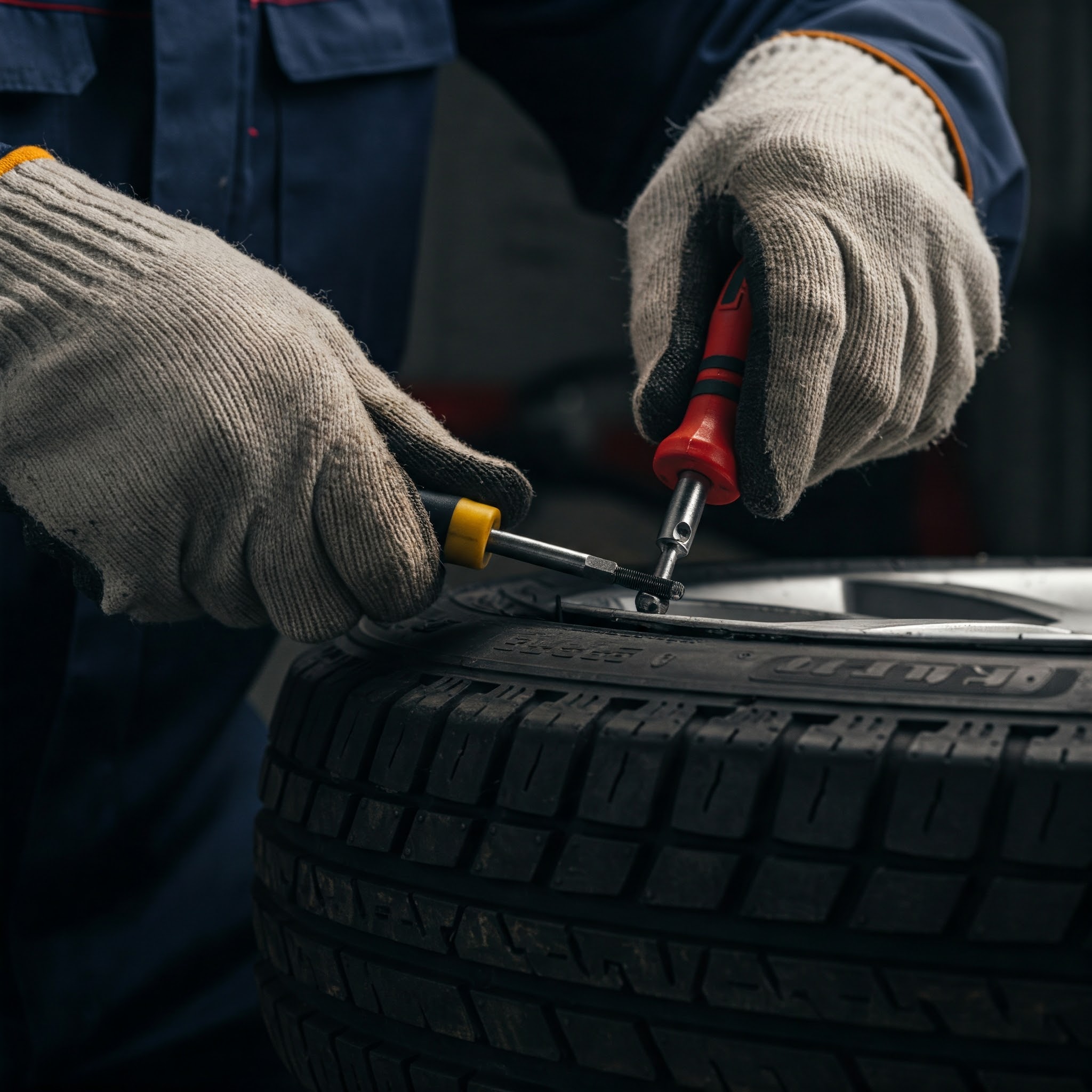 Mobile tyre fitting service at a home